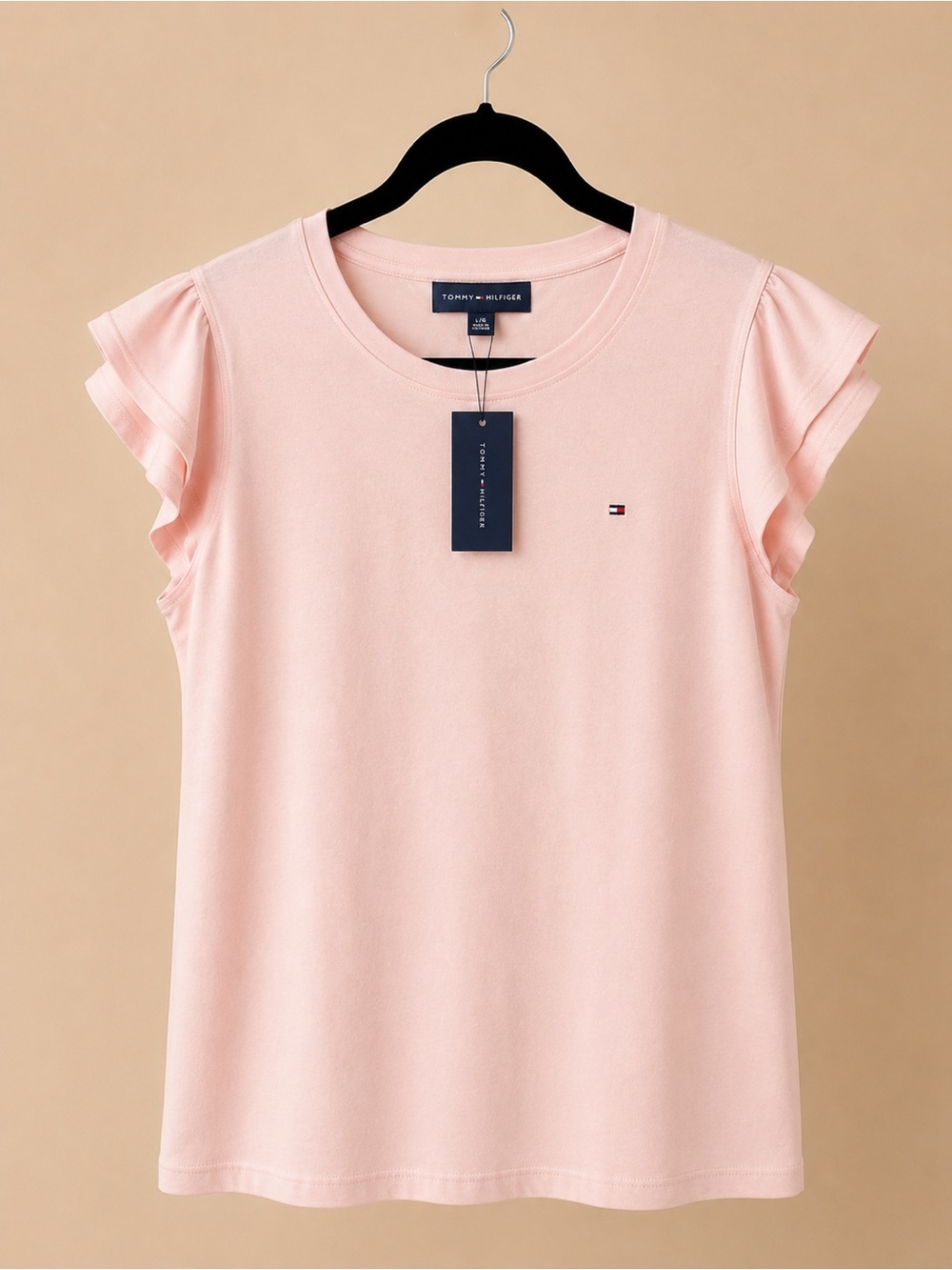 Tommy Hilfiger Light Pink Ruffle Sleeve Tee
